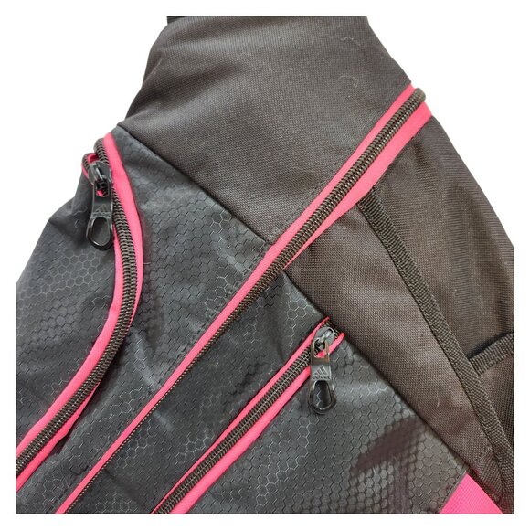 Adidas Loadspring Sling Backpack Black & Pink Multiple Pockets Adjustable Strap - Picture 4 of 9